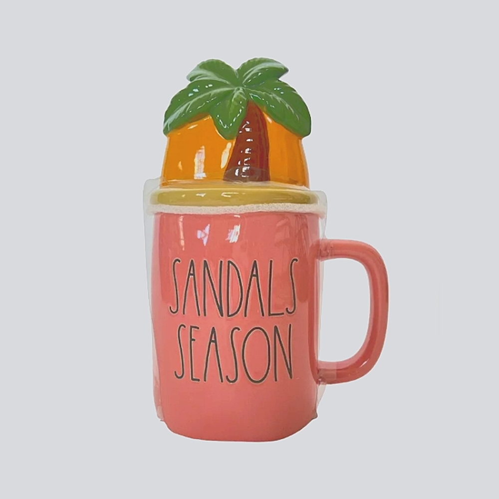 Rae Dunn Sandals Season Mug with topper NWT